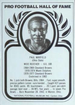 1982-83 Hall of Fame Metallics #NNO Paul Warfield Front