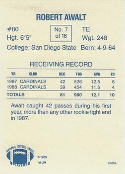 1989 Holsum Phoenix Cardinals #7 Robert Awalt Back
