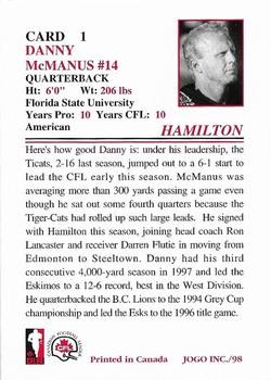 1998 JOGO #1 Danny McManus Back
