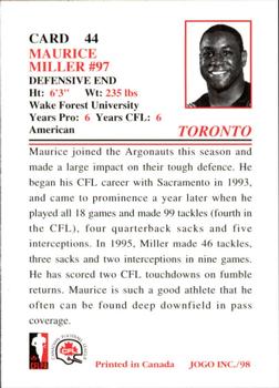 1998 JOGO #44 Maurice Miller Back