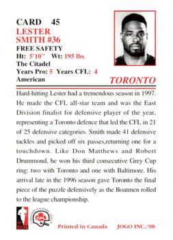 1998 JOGO #45 Lester Smith Back