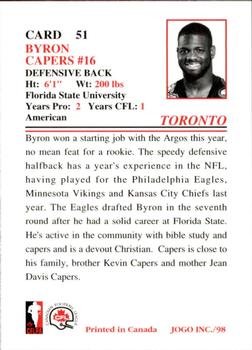 1998 JOGO #51 Byron Capers Back