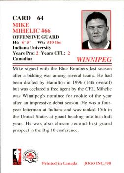 1998 JOGO #64 Mike Mihelic Back