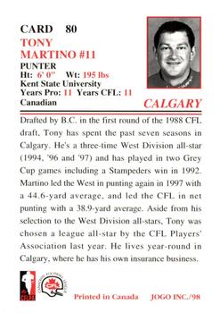 1998 JOGO #80 Tony Martino Back