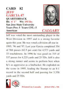 1998 JOGO #82 Jeff Garcia Back