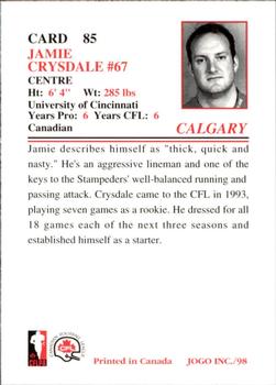 1998 JOGO #85 Jamie Crysdale Back