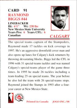 1998 JOGO #91 Raymond Biggs Back