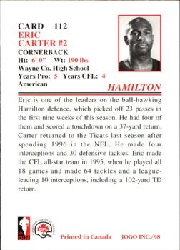 1998 JOGO #112 Eric Carter Back