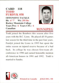 1998 JOGO #118 Todd Furdyk Back