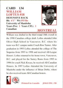 1998 JOGO #134 William Loftus Back