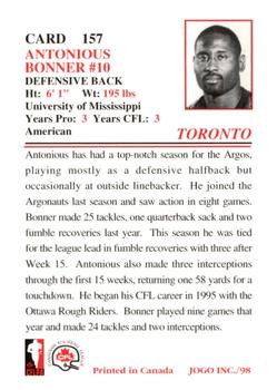 1998 JOGO #157 Antonious Bonner Back