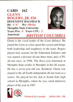 1998 JOGO #162 Glenn Rogers Back