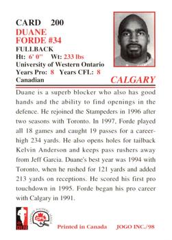 1998 JOGO #200 Duane Forde Back