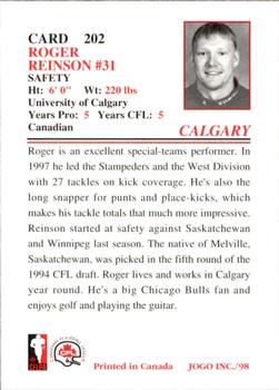 1998 JOGO #202 Roger Reinson Back