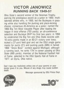 1988 Kroger Ohio State Buckeyes #NNO Vic Janowicz Back