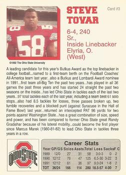 1992 Ohio State Buckeyes #3 Steve Tovar Back