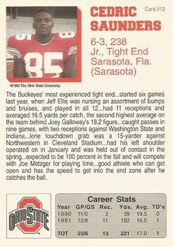 1992 Ohio State Buckeyes #12 Cedric Saunders Back