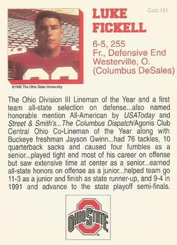 1992 Ohio State Buckeyes #24 Luke Fickell Back