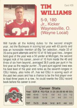 1992 Ohio State Buckeyes #25 Tim Williams Back