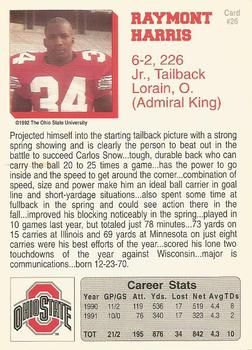 1992 Ohio State Buckeyes #26 Raymont Harris Back