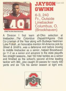 1992 Ohio State Buckeyes #30 Jayson Gwinn Back