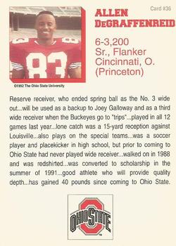 1992 Ohio State Buckeyes #36 Allen DeGraffenreid Back