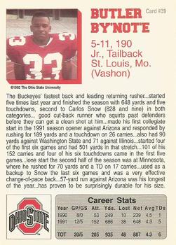 1992 Ohio State Buckeyes #39 Butler By'not'e Back