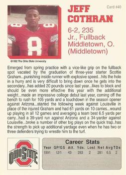 1992 Ohio State Buckeyes #40 Jeff Cothran Back