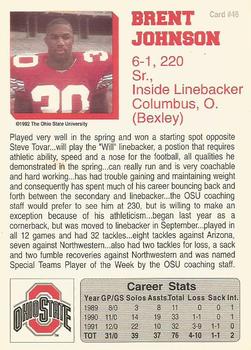 1992 Ohio State Buckeyes #46 Brent Johnson Back