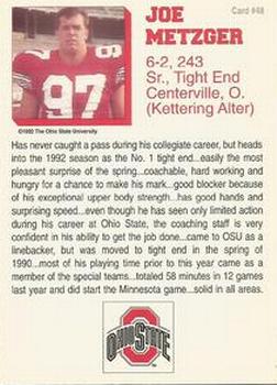 1992 Ohio State Buckeyes #48 Joe Metzger Back