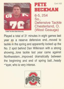 1992 Ohio State Buckeyes #52 Pete Beckman Back