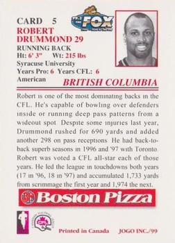 1999 JOGO Boston Pizza #5 Robert Drummond Back