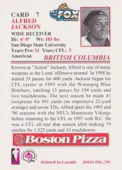 1999 JOGO Boston Pizza #7 Alfred Jackson Back