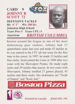 1999 JOGO Boston Pizza #9 Johnny Scott Back