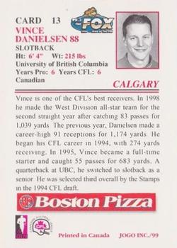 1999 JOGO Boston Pizza #13 Vince Danielsen Back