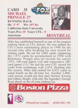 1999 JOGO Boston Pizza #35 Mike Pringle Back