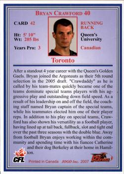 2007 JOGO #42 Bryan Crawford Back