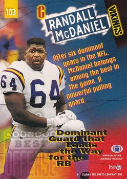 1994 Stadium Club - Super Bowl XXIX Embossed #103 Randall McDaniel Back