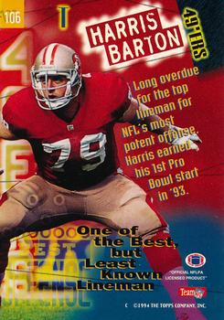 1994 Stadium Club - Super Bowl XXIX Embossed #106 Harris Barton Back