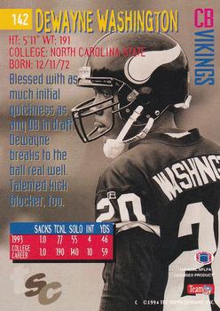 1994 Stadium Club - Super Bowl XXIX Embossed #142 Dewayne Washington Back