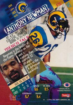 1994 Stadium Club - Super Bowl XXIX Embossed #167 Anthony Newman Back