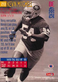 1994 Stadium Club - Super Bowl XXIX Embossed #213 Kevin Mitchell Back