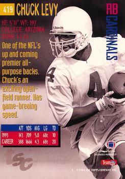 1994 Stadium Club - Super Bowl XXIX Embossed #419 Chuck Levy Back
