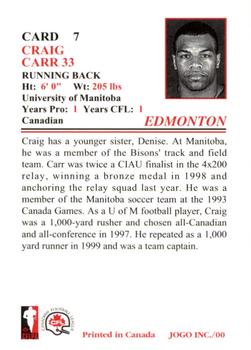 2000 JOGO #7 Craig Carr Back