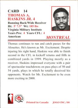2000 JOGO #14 Thomas Haskins Back