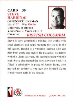 2000 JOGO #30 Steve Hardin Back