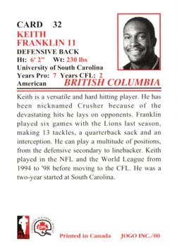 2000 JOGO #32 Keith Franklin Back