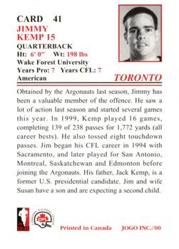 2000 JOGO #41 Jimmy Kemp Back