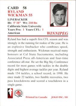2000 JOGO #58 Ryland Wickman Back