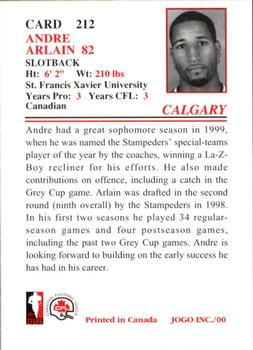 2000 JOGO #212 Andre Arlain Back